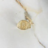 Anillo Sello Palma 3.65gr / T10 1/4 / Correa Oro Amarillo $