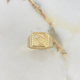 Anillo Sello Herradura 2.35gr / T9 1/2 / Circon Blanco Oro Amarillo $