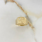 Anillo Sello Herradura 2.35gr / T9 1/2 / Circon Blanco Oro Amarillo $