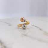 Anillo Tu y Yo 2.2gr / T9  / 8mm Bolas Tres Oros $