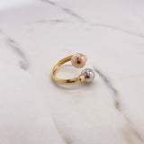 Anillo Tu y Yo 2.2gr / T9  / 8mm Bolas Tres Oros $