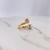 Anillo Tu y Yo 2.2gr / T9  / 8mm Bolas Tres Oros $