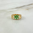 Anillo Tres Lineas 3.8gr / T6  / Circones Blancos Verdes Oro Amarillo $