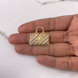 Dije Cartera 6.45gr / 2.5cm / Circones Blancos Negros Oro Amarillo $