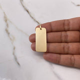 Dije Placa Rectangular Lisa 2.2gr / 4cm / 35mm*15mm Oro Amarillo $