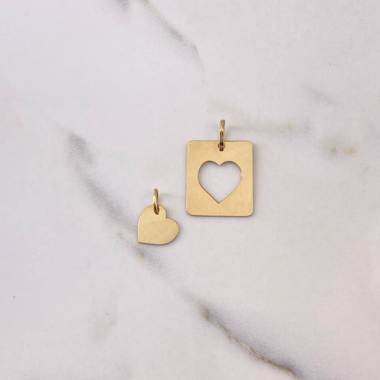 Dije Placa Corazon Pareja 2.55gr / 2.5cm / 20mm*16mm Liso Oro Amarillo $