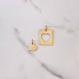 Dije Placa Corazon Pareja 2.3gr / 2.5cm / 20mm*16mm Liso Oro Amarillo $