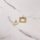 Dije Placa Corazon Pareja 2.4gr / 2.5cm / 20mm*16mm Liso Oro Amarillo $