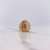 Anillo Virgen Guadalupe Silueta 7.4gr / T6 3/4 / Circones Blancos Verdes Fucsias Oro Amarillo $