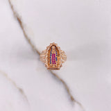 Anillo Virgen Guadalupe Silueta 6.7gr / T6 1/2 / Circones Blancos Azules Fucsias Oro Rosa $