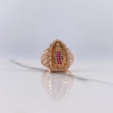 Anillo Virgen Guadalupe Silueta 6.9gr / T7 3/4 / Circones Blancos Verdes Fucsias Oro Rosa $