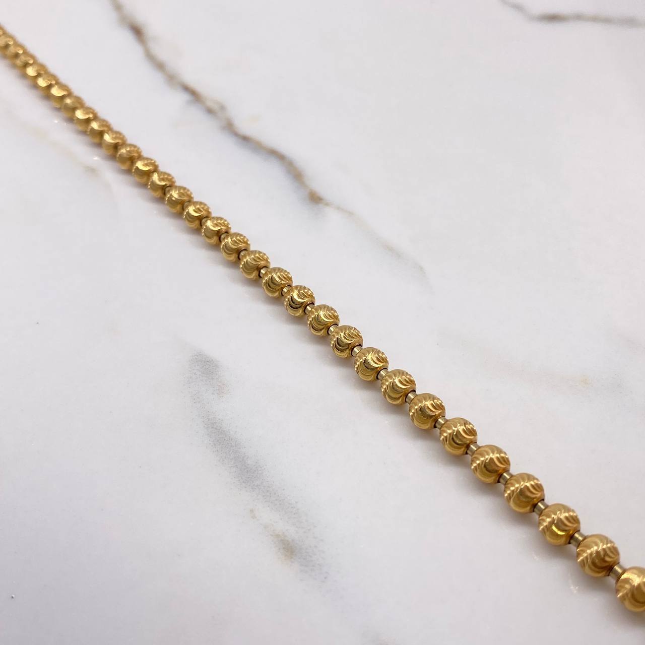 Cadena Militar 30.4gr / 60cm / 5mm Bolas Diamantadas Luna Oro Amarillo +3 $