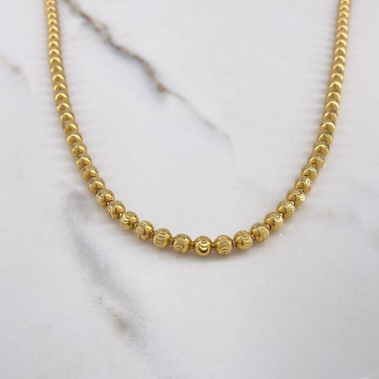 Cadena Militar 33gr / 70cm / 3.75mm Bolas Diamantadas Luna Oro Amarillo +3 $