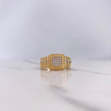 Anillo Cuadrado Cinturon 8.75gr / T11 1/4 / Circones Blancos Dos Oros Amarillo Blanco $