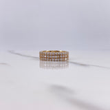 Anillo Tres Lineas 3.65gr / T6 1/2 / Circones Blancos Oro Amarillo $