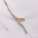 Anillo Tres Lineas 3.65gr / T6 1/2 / Circones Blancos Oro Amarillo $