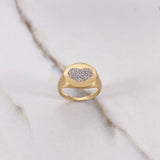 Anillo Corazón 4.35gr / T7  / Circones Blancos Oro Amarillo $