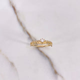 Anillo Solitario Corazónes Linea 2.25gr / T7 3/4 / Circones Blancos Oro Amarillo $