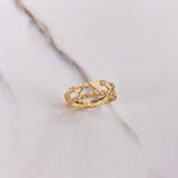 Anillo Corazones 2.9gr / T6 1/2 / Circones Blancos Oro Amarillo $