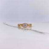 Anillo Solitario Retorcido 4.05gr / T7 1/4 / Circones Blancos Oro Amarillo $