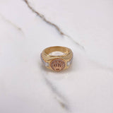 Anillo Correa Corona RX 8.7gr / T9 1/2 / Circones Blancos Tres Oros $