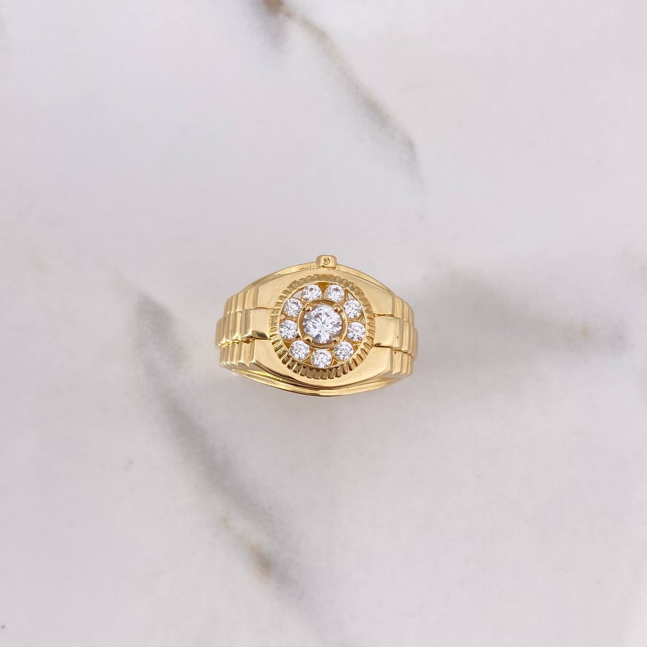 Anillo Crono Tempo Cinturon 7.2gr / T9 1/2 / Circones Blancos Oro Amarillo $