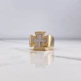 Anillo Cruz Constantino 10.25gr / T10 3/4 / Circones Blancos Dos Oros Amarillo Blanco $