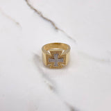 Anillo Cruz Constantino 10.25gr / T10 3/4 / Circones Blancos Dos Oros Amarillo Blanco $