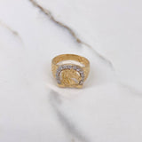 Anillo Herradura Caballo 5.55gr / T9 3/4 / Circones Blancos Dos Oros Amarillo Blanco $