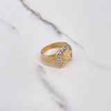 Anillo Herradura Caballo 5.55gr / T9 3/4 / Circones Blancos Dos Oros Amarillo Blanco $