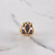 Anillo Rana 8.4gr / T6 1/2 / Circones Verdes Fucsias Oro Amarillo &