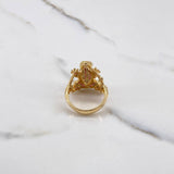 Anillo Rana 8.4gr / T6 1/2 / Circones Verdes Fucsias Oro Amarillo &