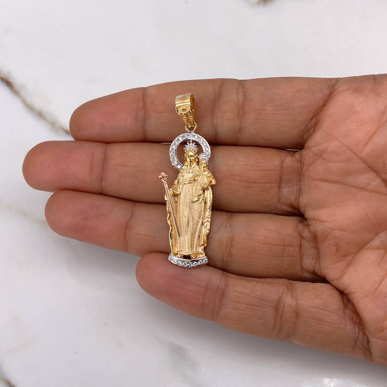 14k oro amarillo virgen María aro Aretes Virgen de Guadalupe 1.5