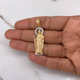 Dije Virgen Maria Auxiliadora 6gr / 4.5cm / Circones Blancos   Dos Oros Amarillo Blanco &