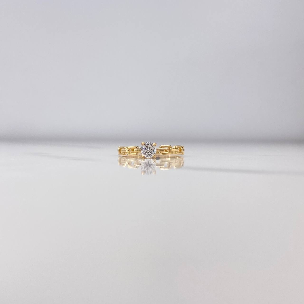 Anillo Solitario Cadena 1.7gr / T6 / Circon Blanco Oro Amarillo $