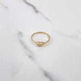 Anillo Corazones Dobles 1.2gr / T7 1/4 / Circon Blanco Oro Amarillo $