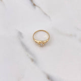 Anillo Solitario Flor 1.8gr / T5 1/4 / Circon Blanco Oro Amarillo $