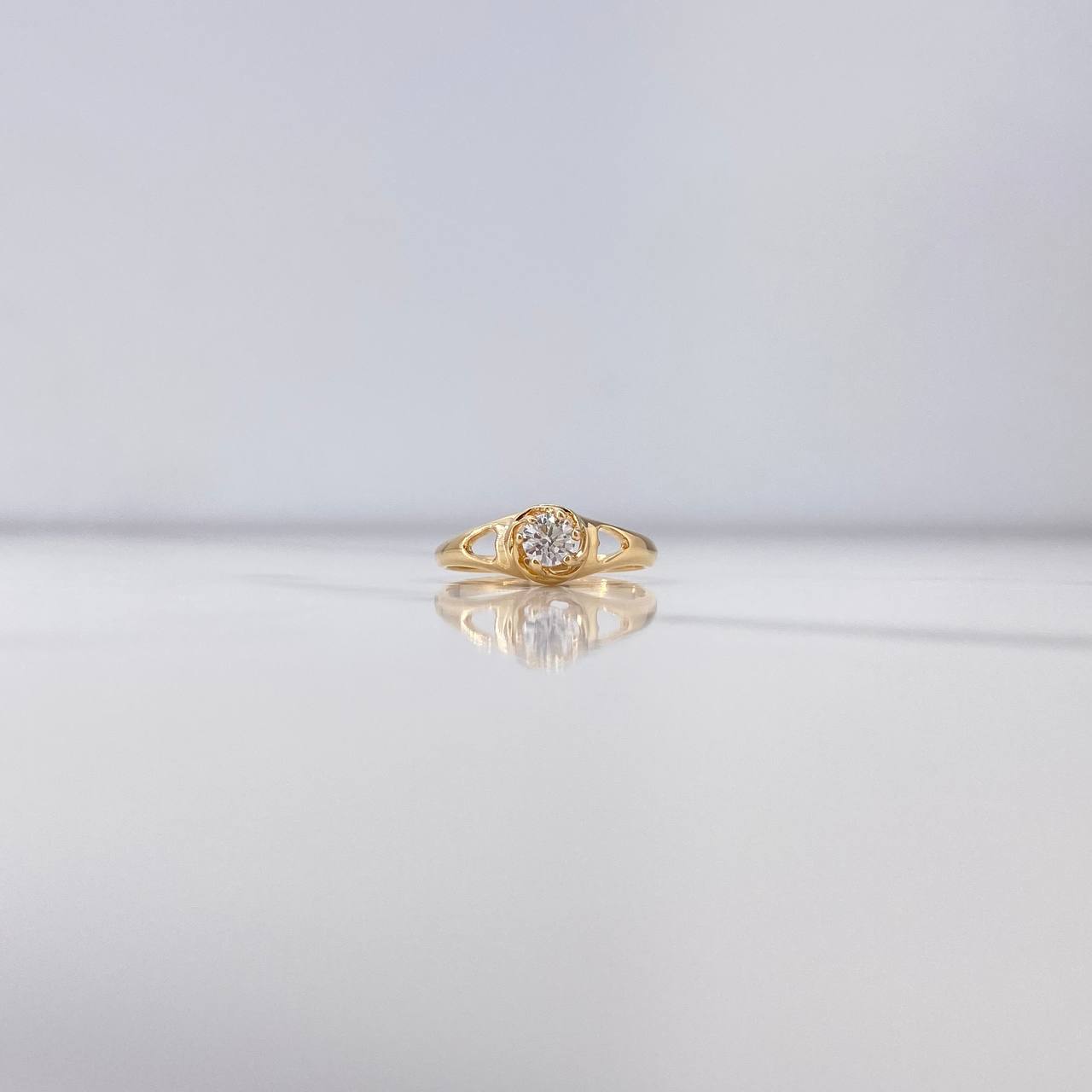 Anillo Solitario Flor 1.8gr / T5 1/4 / Circon Blanco Oro Amarillo $