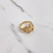 Anillo Sello Herradura Caballo 7.7gr / T9 1/4 / Circones Blancos  Oro Amarillo $