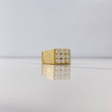 Anillo Cuadro 10gr / T9  / Circones Blancos  Oro Amarillo $