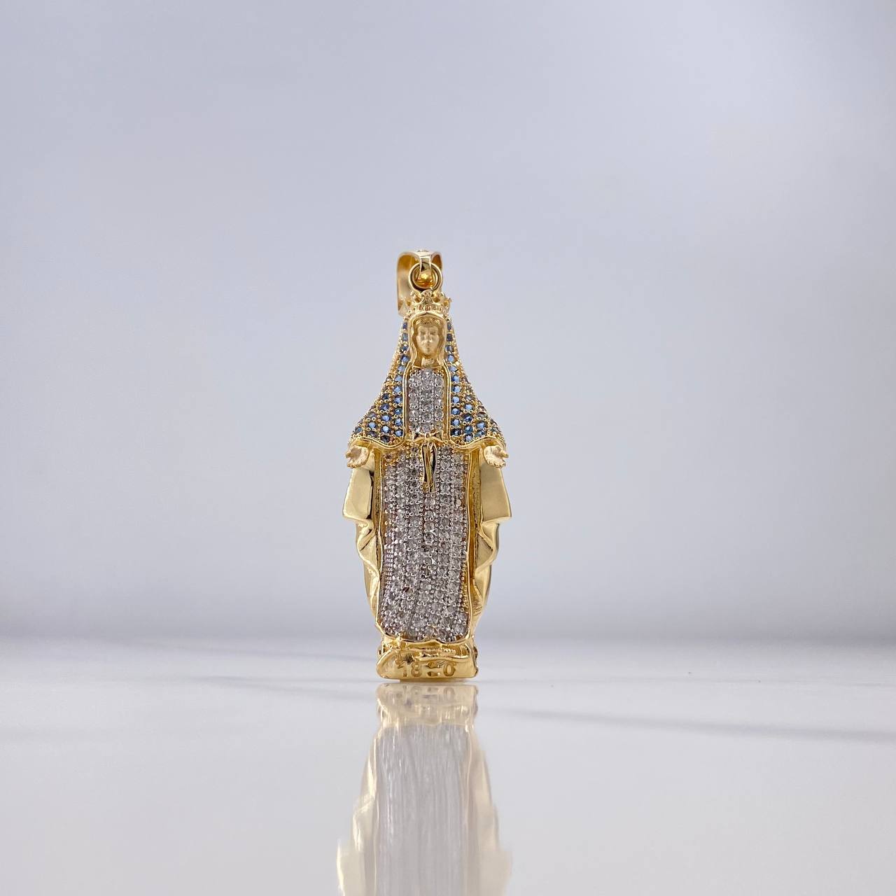 Dije Virgen Milagrosa 7.55gr / 5.2cm / Circones Blancos Azules Dos Oros Amarillo Blanco $