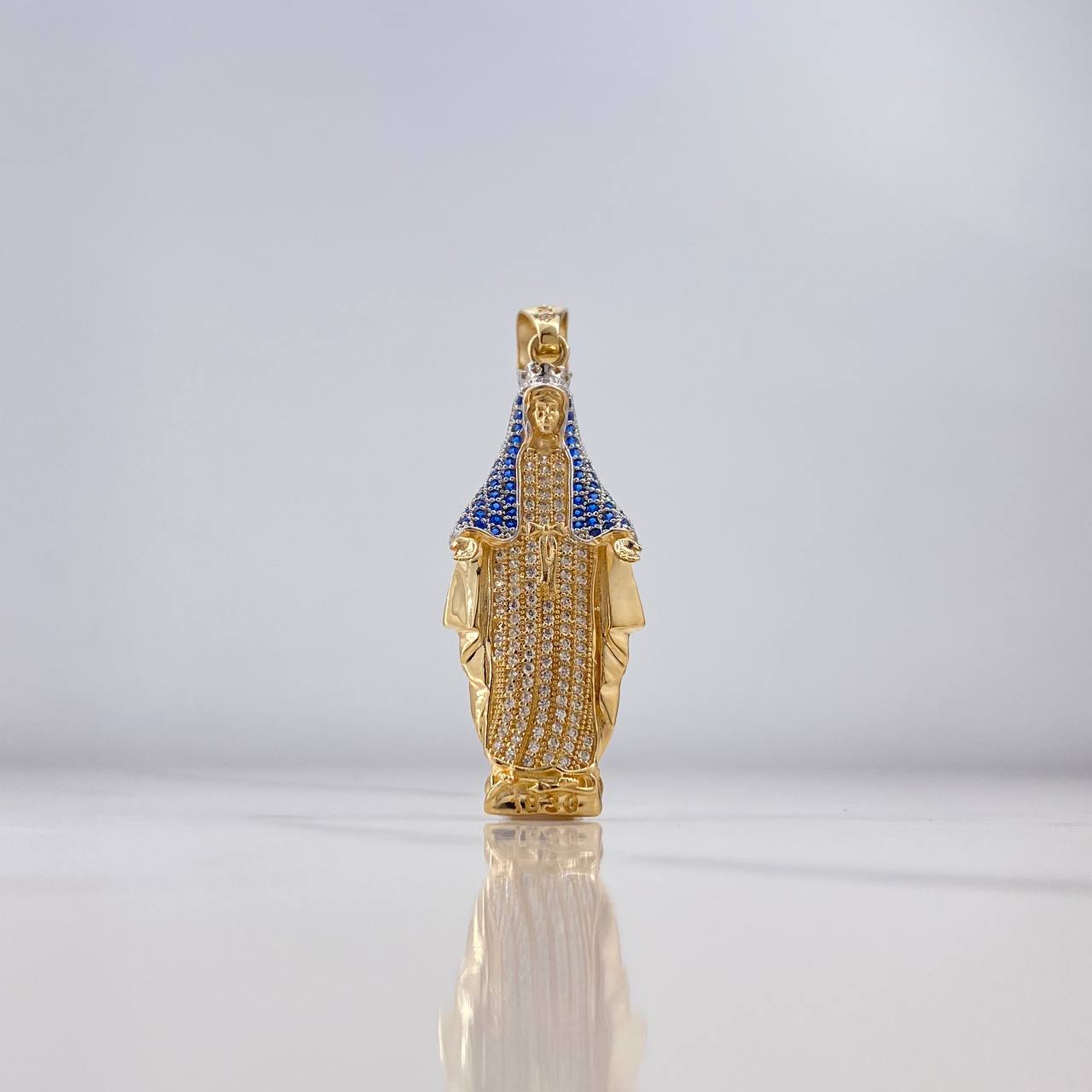 Dije Virgen Milagrosa 7.7gr / 5.2cm / Circones Blancos Azules Dos Oros Amarillo Blanco $