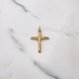 Dije Cruz Cristo 1.15gr / 4cm / Puntas Planas Oro Amarillo $