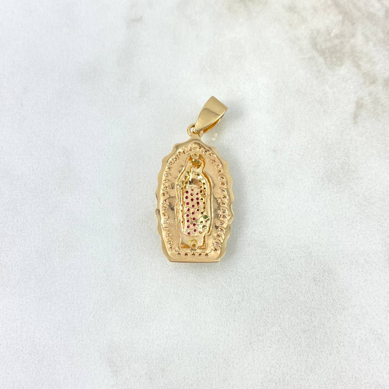 Dije Virgen Guadalupe 5.25gr / 3.6cm / Circones Blancos Verdes Fucsias Oro Amarillo $