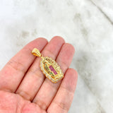 Dije Virgen Guadalupe 5.25gr / 3.6cm / Circones Blancos Verdes Fucsias Oro Amarillo $