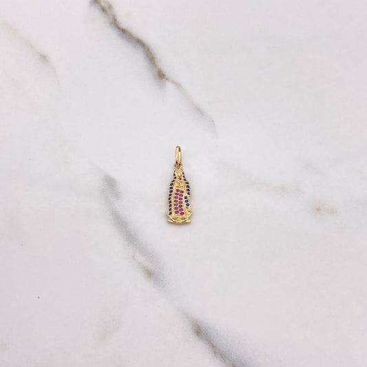 Dije Virgen Guadalupe 1.65gr / 2.7cm / Circones Azules Fucsias Oro Amarillo &