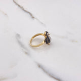 Anillo Pingüino 4.95gr / T6 1/4 / Circones Blancos Negros Dos Oros Amarillo Blanco $