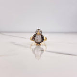 Anillo Pingüino 4.95gr / T6 3/4 / Circones Blancos Negros Dos Oros Amarillo Blanco $