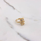 Anillo Oso 3.55gr / T5 3/4 / Circones Blancos Azules Oro Amarillo $