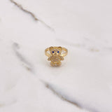 Anillo Oso 3.55gr / T5 3/4 / Circones Blancos Azules Oro Amarillo $